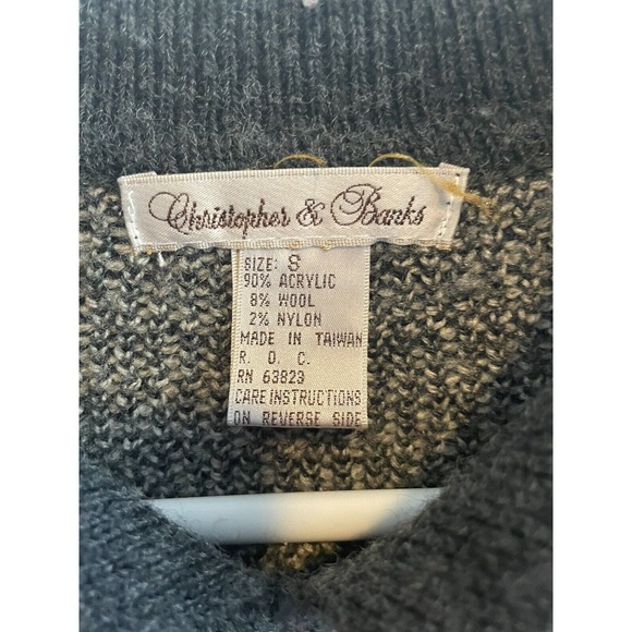 VTG Christopher & Banks Sweater Womens Small Wool Cotton Blend Geometric Striped - Picture 7 of 8